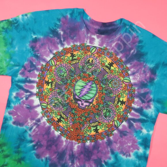 Liquid Blue Grateful Dead T Shirt Mens L Purple Green Tie Dye Retro New - Picture 1 of 8